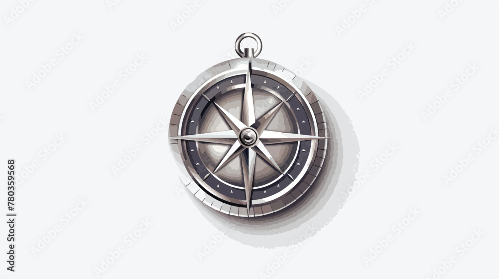 Drawing compass icon inside silver emblem flat vector