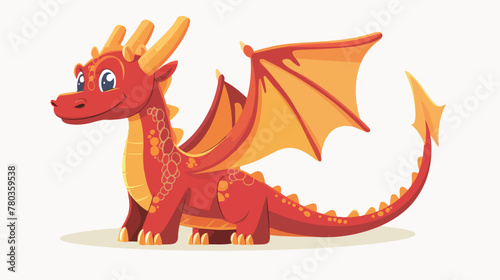 Dragon cartoon flat vector isolated on white background