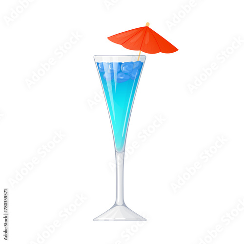 Blue cocktail. alcoholic drink, hand drawn in cartoon style.