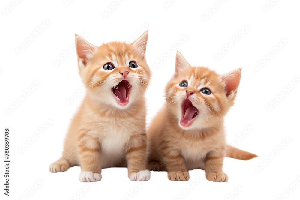 A playful, cheerful mood is depicted by orange cats, which convey a sense of cuteness. ,Isolated on a transparent background.