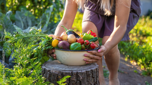 vegetables in a bowl on a hemp. Bio healthy food. Organic vegetables © Anna