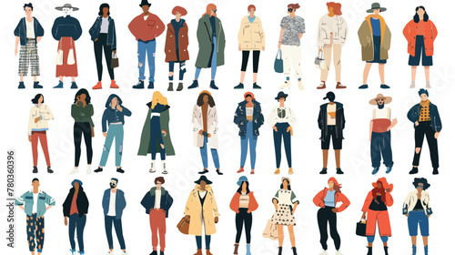 Full body illustration vector shows different clothing