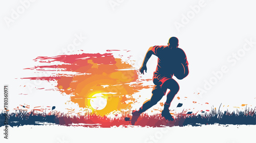 Giocatore di rugby al tramonto flat vector isolated  photo
