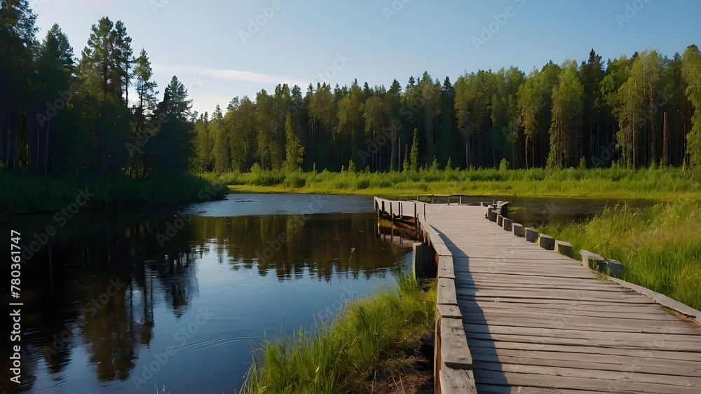 The Wooden Bridge Overlooking the Pristine Lake, A Wooden Bridge Connecting Land and Water in the Forest, Exploring the Calm Waters from the Wooden Bridge, Walking the Wooden Bridge Amidst Nature's The Wooden Bridge Overlooking the Pristine Lake, A Wooden Bridge Connecting Land and Water in the Forest, Exploring the Calm Waters from the Wooden Bridge, Walking the Wooden Bridge Amidst Nature's