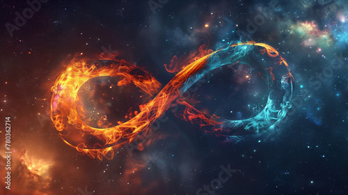 Infinite Cosmic Flames in Interstellar Space, Abstract Infinity Concept