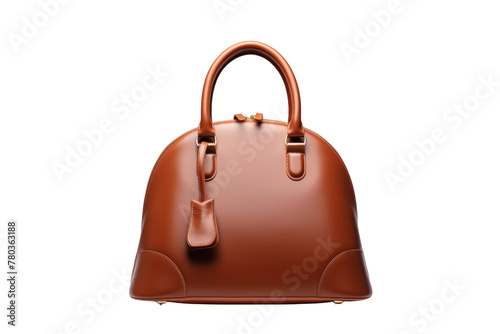 Genuine leather handbag, classic design,Isolated on a transparent background.