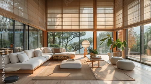 Modern Living Room with Large Windows and Natural Light