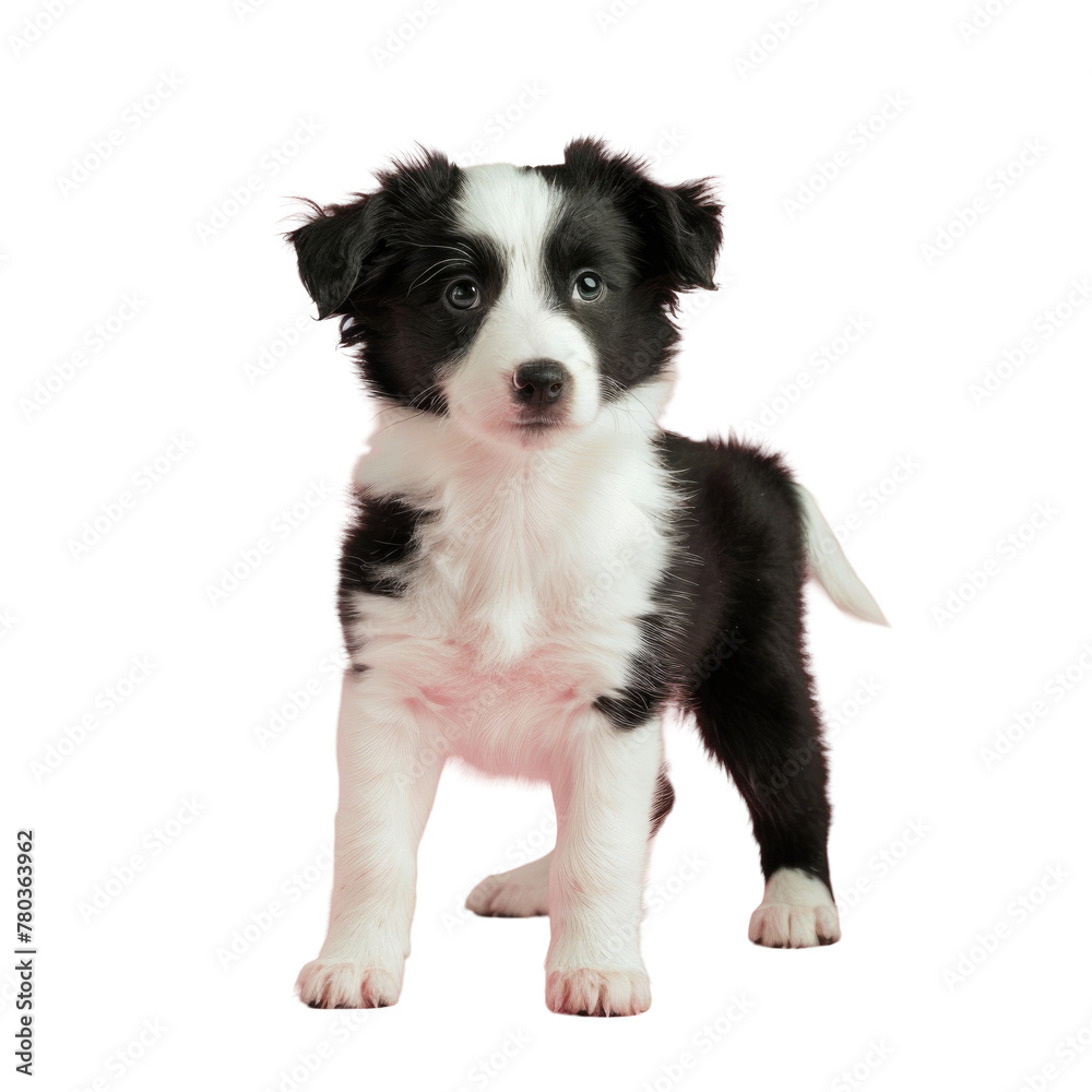 Black and white puppy on Transparent Background