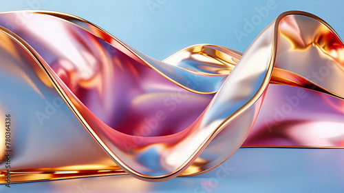 Abstract Wave Design in Blue and Gold, Modern Background with Smooth Gradient and Dynamic Flow