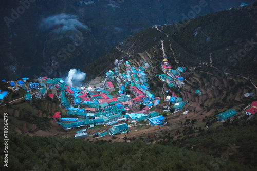 Namche Bazar Village. Himalayan mountains. Nepal photo