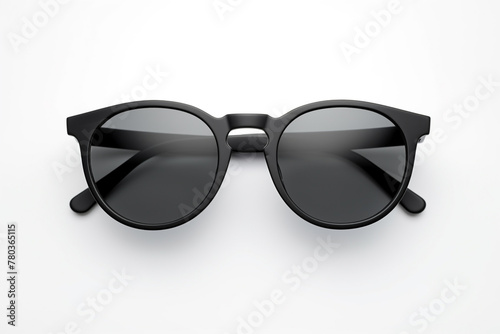Black sunglasses isolated on a solid white background.