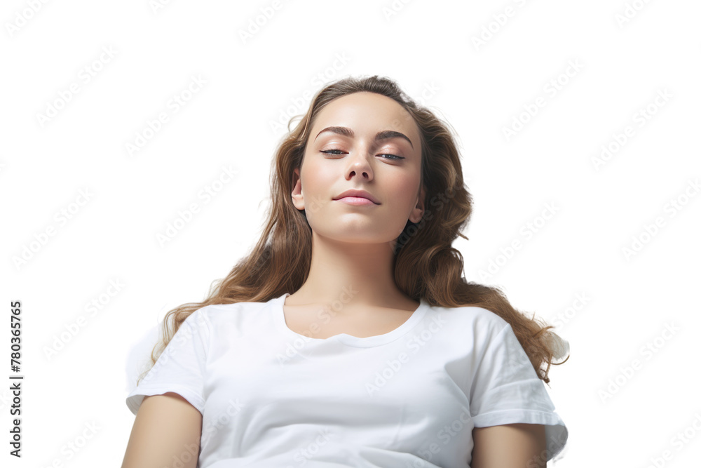 young woman is relaxing before undergoing a medical examination. A comfortable, confident atmosphere. Isolated on white background. young woman is relaxing before undergoing a medical examination. A comfortable, confident atmosphere. Isolated on white background.