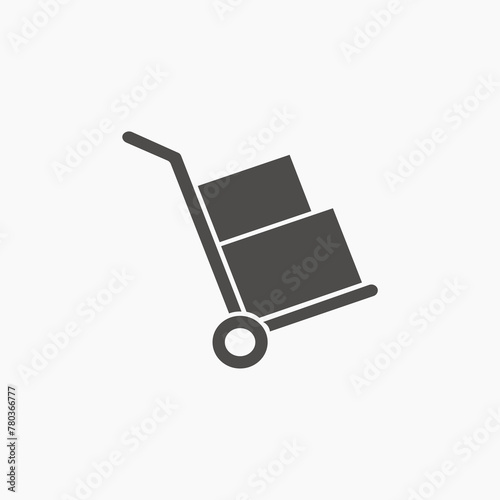 Handcart icon vector. transportation wheelbarrow, box, cargo symbol sign