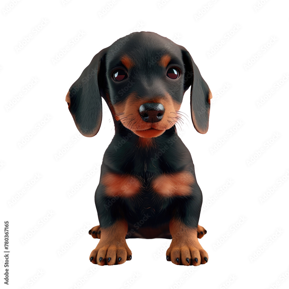 A black and brown dog on a Transparent Background