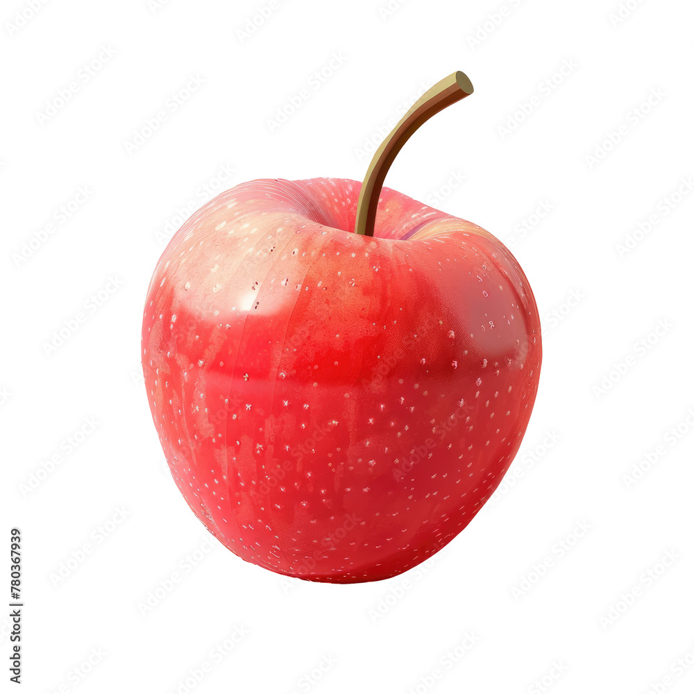 Fototapeta premium Red apple with green stem on Transparent Background