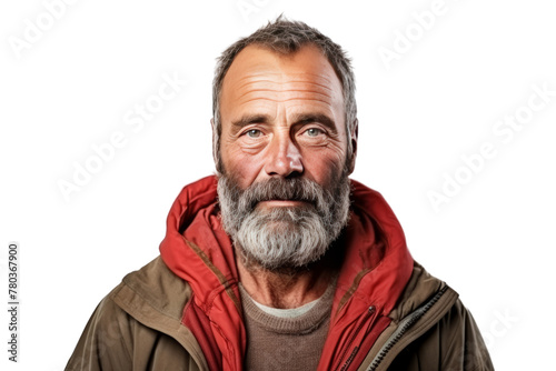 middle-aged man was wearing local clothes. Warm, simple atmosphere. Isolated on white background.