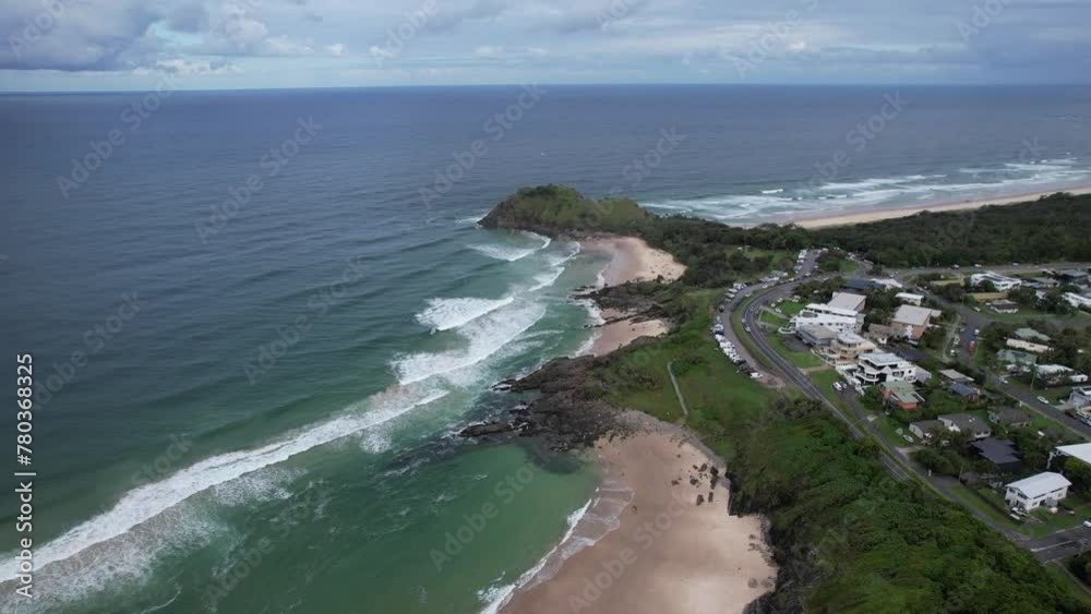 Tweed Coast Road At Cabarita Beach In New South Wales, Australia. aerial shot Tweed Coast Road At Cabarita Beach In New South Wales, Australia. aerial shot