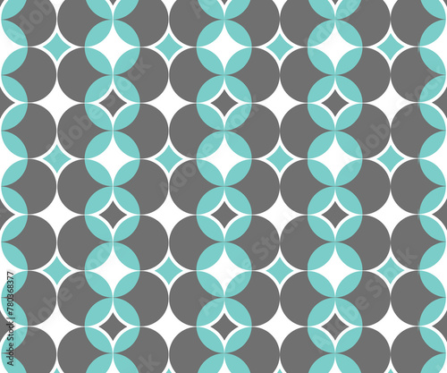 Mid Century Modern Gray And Blue Retro Geometric Circles Pattern