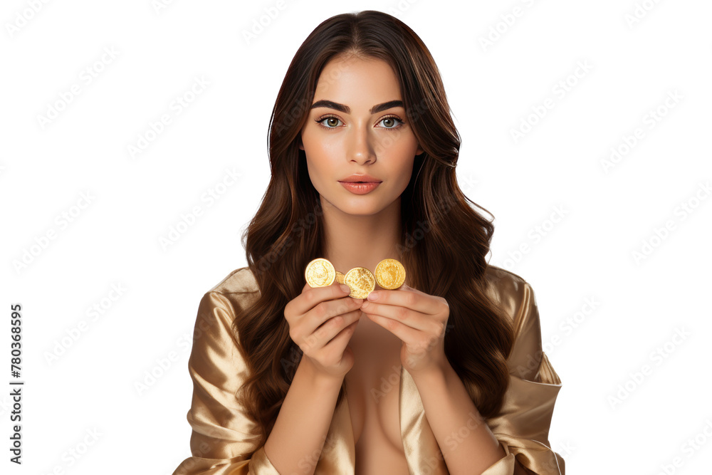 Young woman is offering special conditions to customers. The atmosphere is friendly. It creates an impression on customers, Isolated on a transparent background. Young woman is offering special conditions to customers. The atmosphere is friendly. It creates an impression on customers, Isolated on a transparent background.