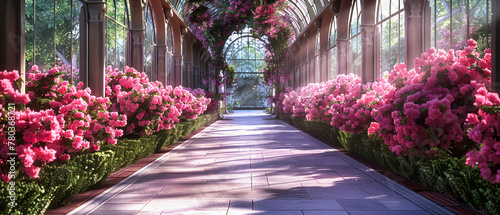 Blossoming Archway in Vibrant Garden, Romantic Walk Through Colorful Flora, Springtime Beauty Unveiled #780368721