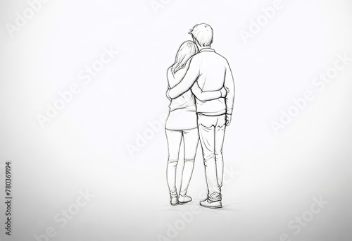Portrait of a couple hugging from behind