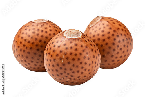 Three Brown Dotted Balls on White Background. On a White or Clear Surface PNG Transparent Background.