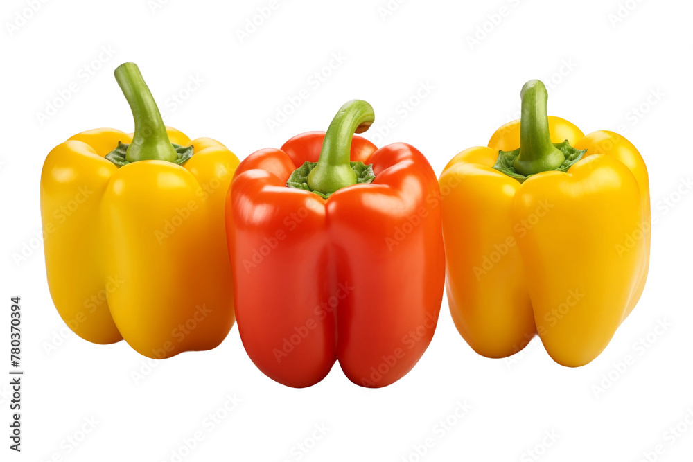 Group of Three Peppers Sitting Together. On a White or Clear Surface PNG Transparent Background. Group of Three Peppers Sitting Together. On a White or Clear Surface PNG Transparent Background.