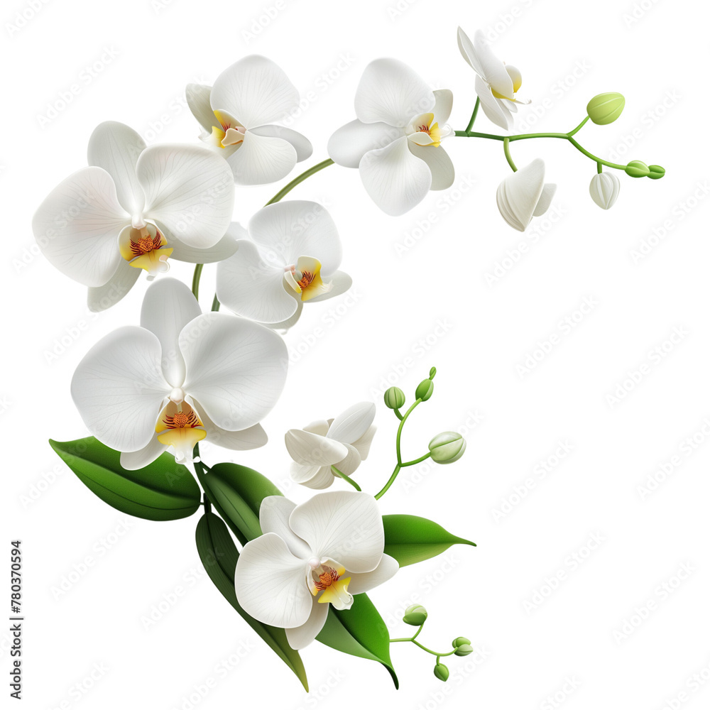 Obraz premium Realistic and elegant white orchid, clean-cut edges for easy layering and use.