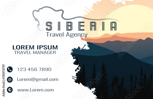 Business card. Logo. Travel agency. Siberia. Vector illustration