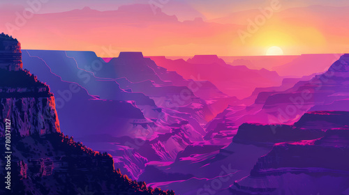 Grand canyon sunset illustration background
