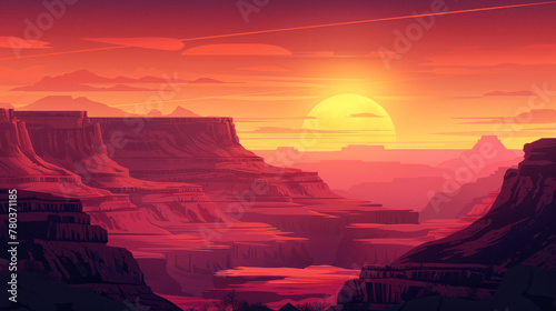 Grand canyon sunset illustration background