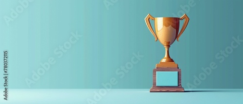 Trophy Icon on Light Blue - Sports Event Design with Copy Space