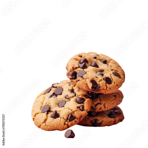 Three cookies stacked on a transparent background