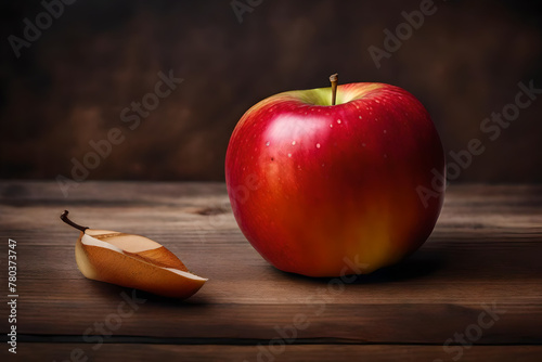 Mela. Still life di mela, primo piano di frutto naturale, sano e bello a vedersi. Cibo biologico amato da vegetariani e non. photo