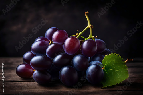 Uva. Still life di grappoli d'uva, primo piano di frutto naturale, sano e bello a vedersi. Cibo biologico amato da vegetariani e non da cui si ricava la bevanda vino. photo