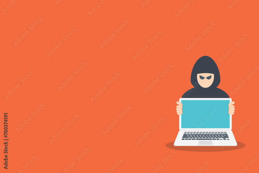Computer hacker with laptop Computer hacker with laptop