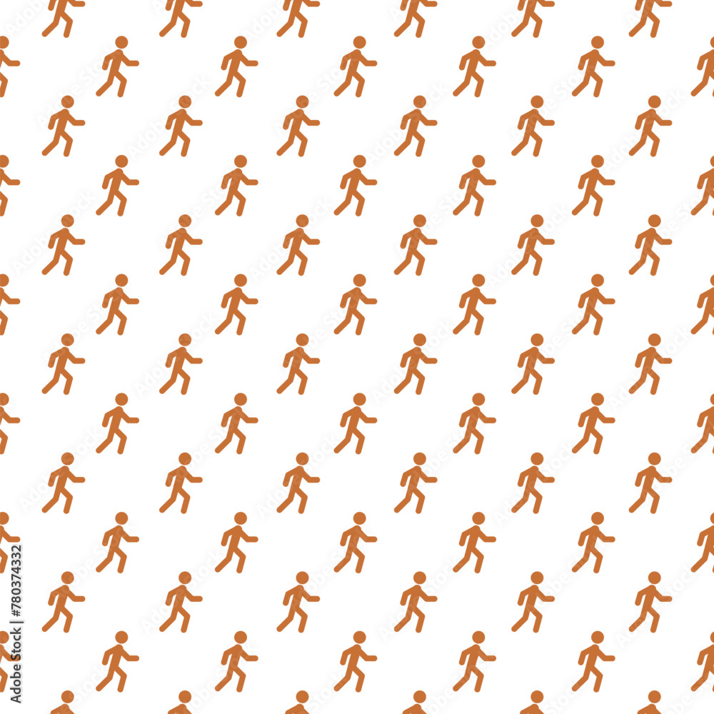 Person walking or walk sign seamless pattern isolated on white background