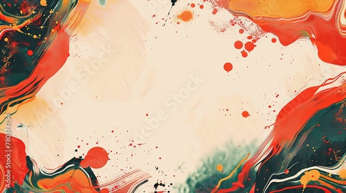 Wallpaper Mural abstract background grungy noise texture minimal vintage style, orange green color drop splash splatter, Generative Ai Torontodigital.ca