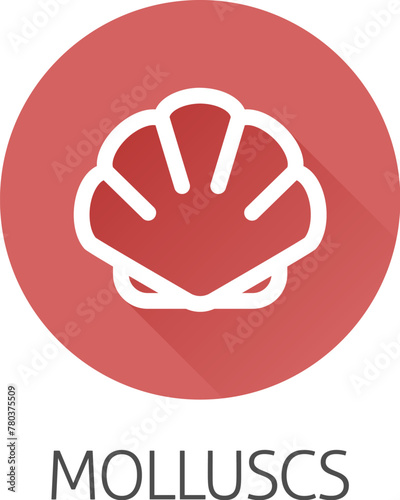 A seashell shell clam mollusc food stylised icon. Possibly an icon for the allergen or allergy or a seafood concept.