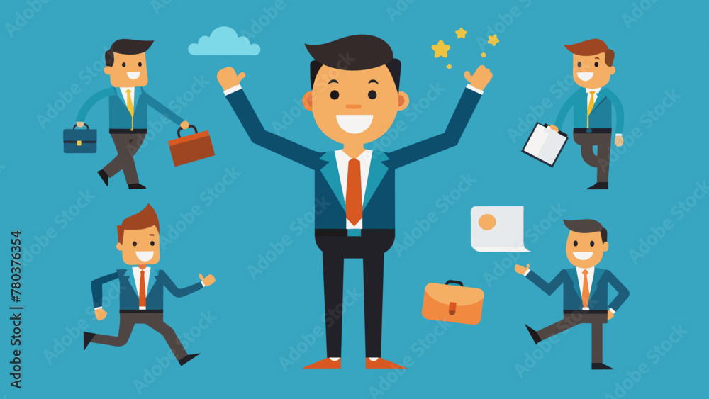 happy businessman a character set of an office vector illustration
