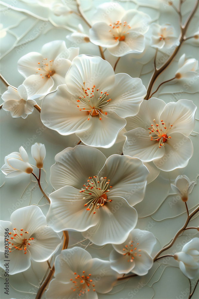 White Transparent Floral pattern background and decorations White Transparent Floral pattern background and decorations