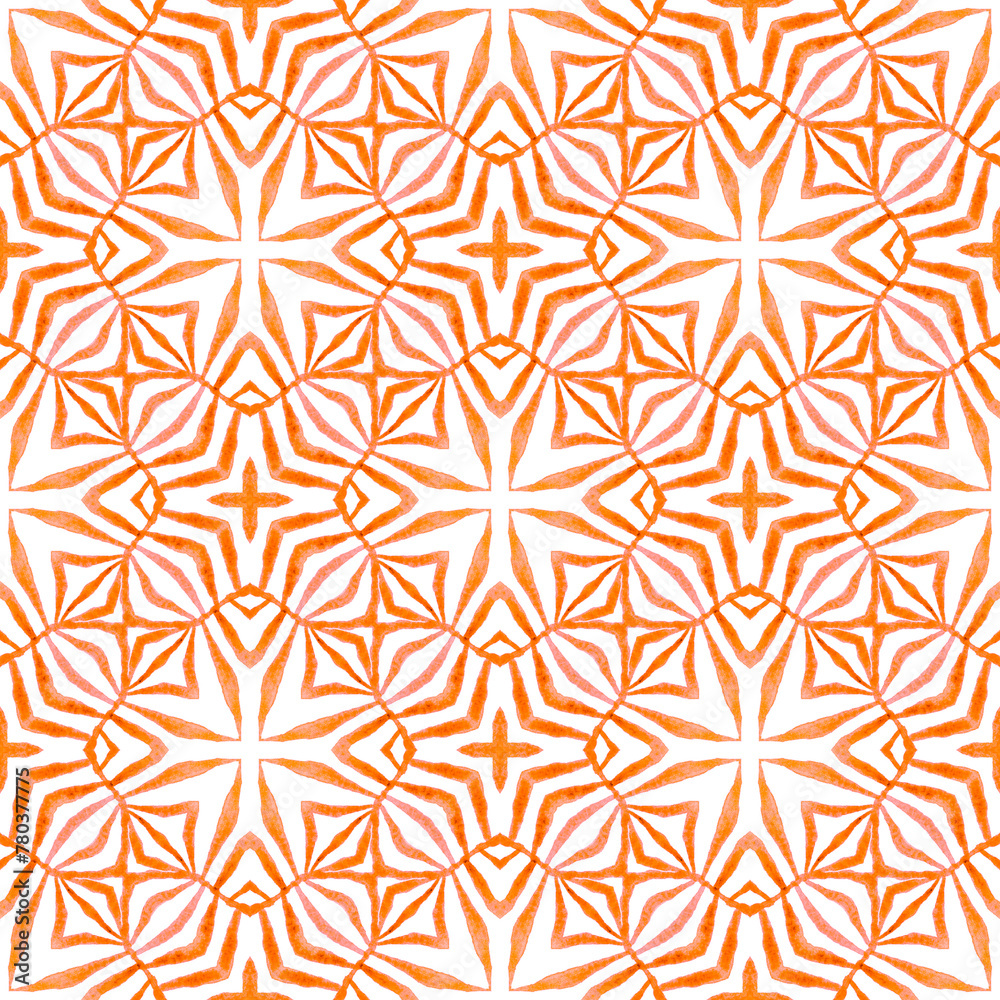 Medallion seamless pattern. Orange ravishing boho - obrazy, fototapety, plakaty 