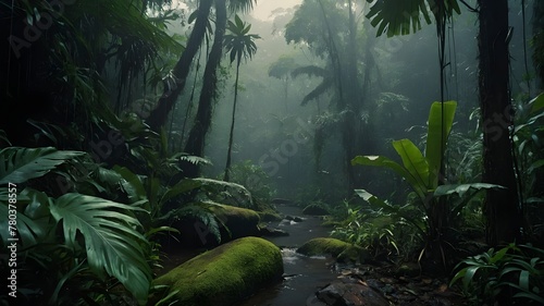 Lush Forests and Tropical Jungles with Palm Trees and Water Features.