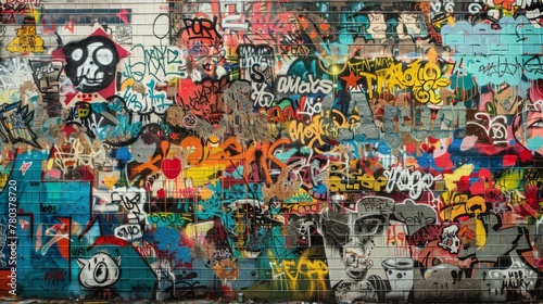 Collage of Eclectic Urban Graffiti Tags 