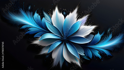 Beautiful Blue Flowers on Black Background, Elegance of Sapphire Flowers on Dark Canvas, Beauty of Azure Flowers in Ebony, Delicate Cobalt Flowers on Black Background(Generative AI)
