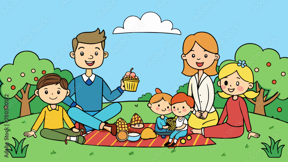 family picnic vector illustration