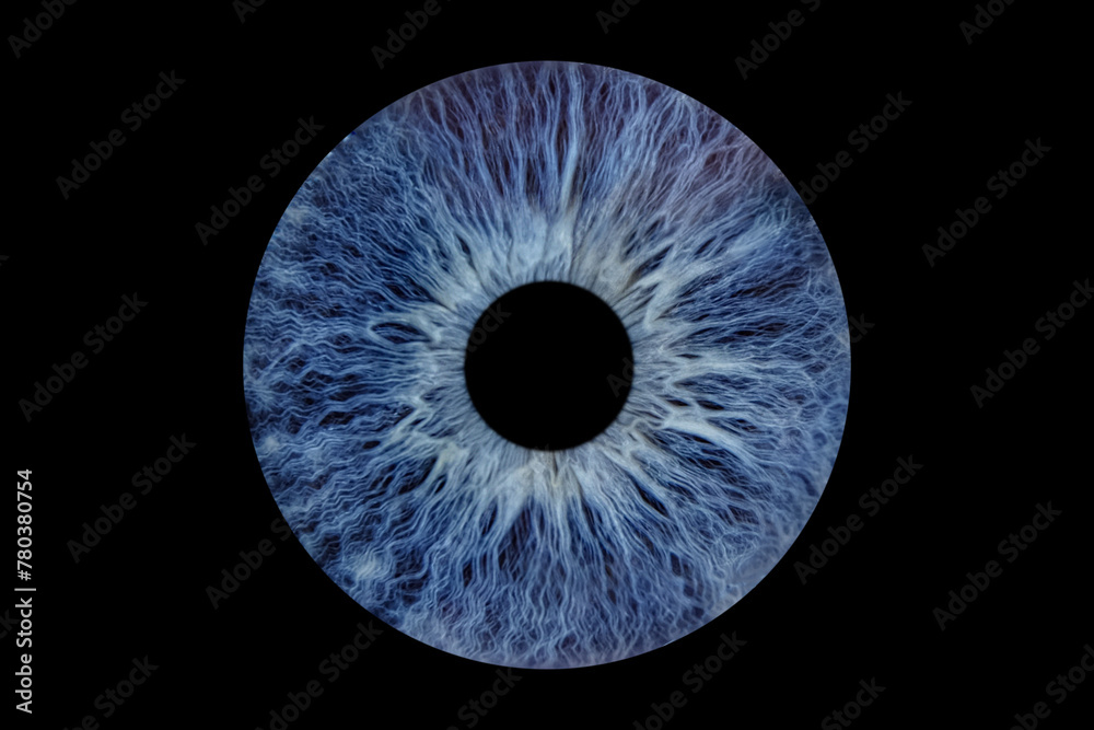 Close up of eye iris on black background, macro, photography Close up of eye iris on black background, macro, photography
