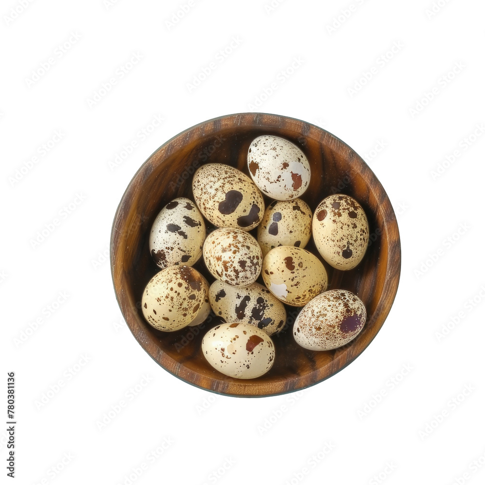 Quails in a bowl on a transparent background
