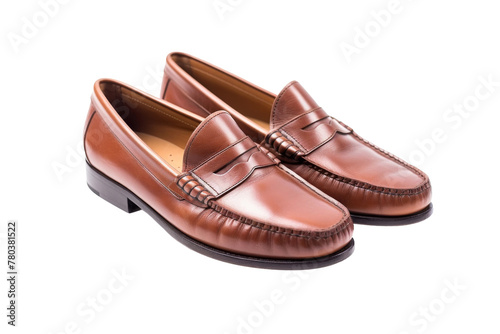 Brown Loafers on White Background. On a White or Clear Surface PNG Transparent Background.
