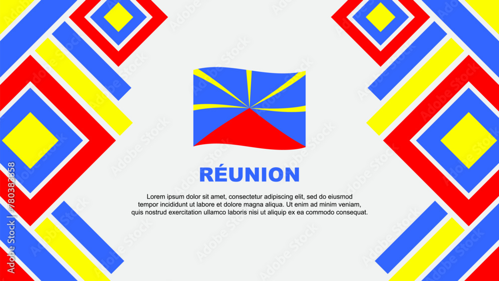 Reunion Flag Abstract Background Design Template. Reunion Independence Day Banner Wallpaper Vector Illustration Reunion Flag Abstract Background Design Template. Reunion Independence Day Banner Wallpaper Vector Illustration